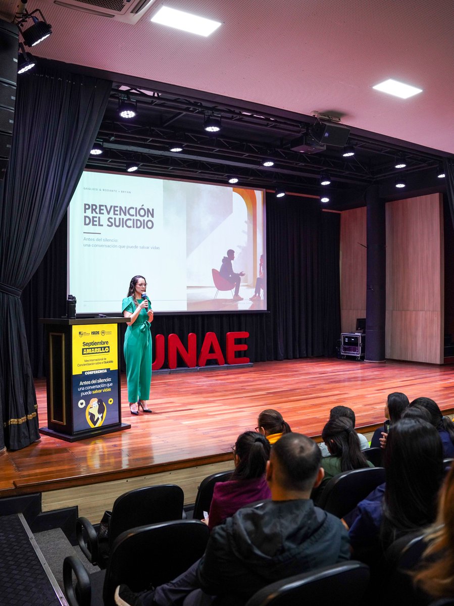 UNAE_Enc's tweet photo. #SeptiembreAmarillo #BienestarUniversitario

💛 En el marco de la campaña Septiembre Amarillo, se realizó la Conferencia “Antes del silencio: una conversación que puede salvar vidas”, un espacio de sensibilización y diálogo sobre la salud mental y la prevención del suicidio. https://t.co/PtOWTd87Md