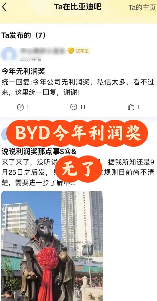 比亚迪员工称2025年度利润奖取消 系员工发帖被删除并传出被谈话
