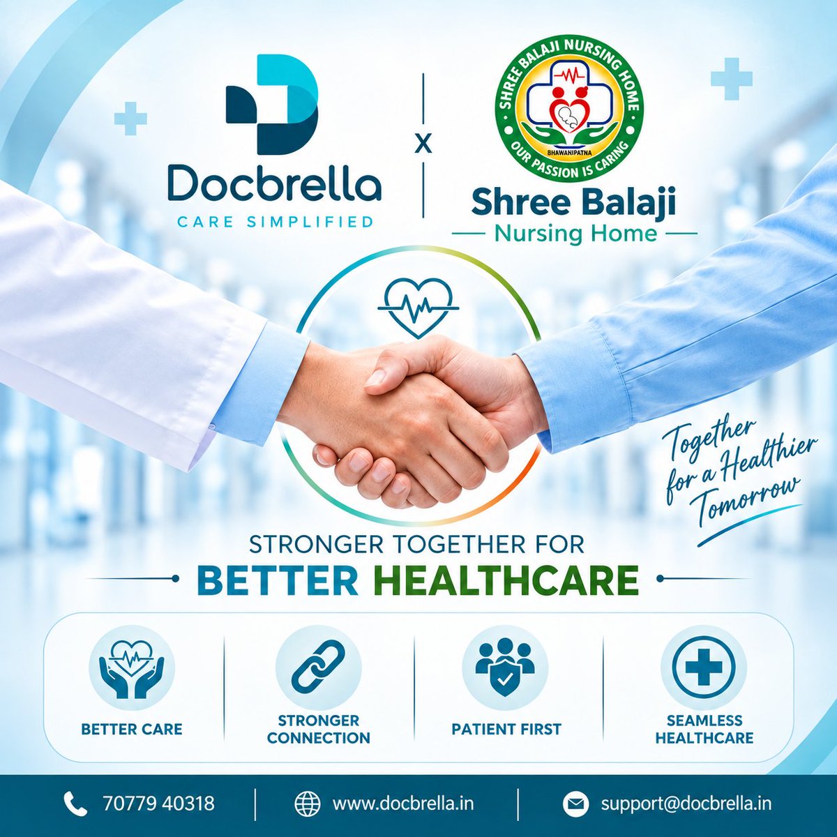 Docbrella's tweet photo. We are delighted to welcome Sree Balaji Nursing Home to the Docbrella family.

Welcome to Docbrella
📞 Contact: +91 70779 40318
🌐 Website: https://t.co/anXiATDMaE
📧 Email: support@docbrella.in

#Docbrella #SreeBalajiNursingHome https://t.co/MAaQQeNfBR