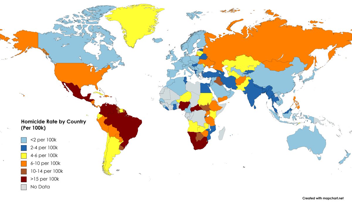 thenicemaps's tweet photo. @stats_feed Homicide rate by country https://t.co/avCNRnR9kw