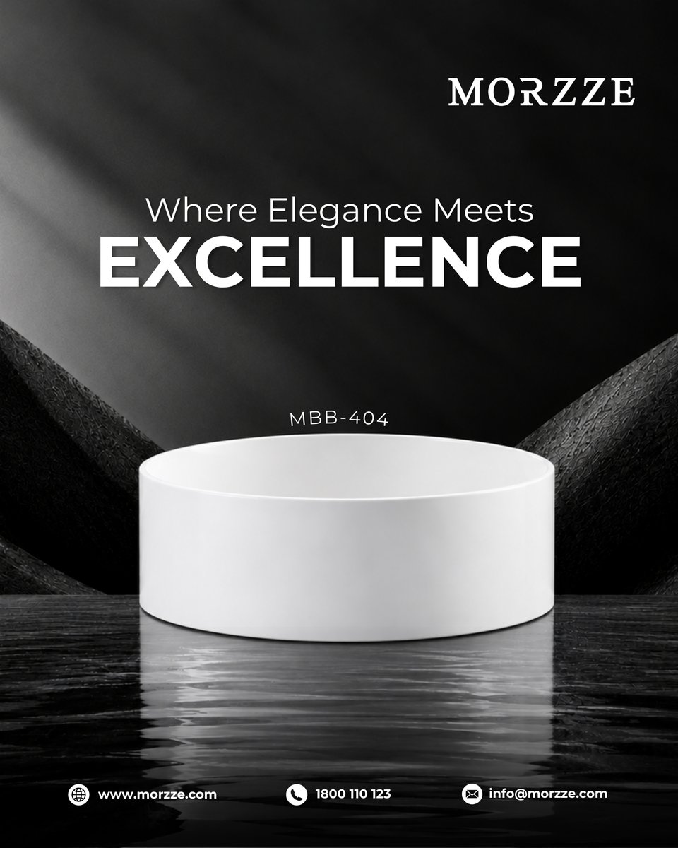 MorzzeIndia's tweet photo. Designed around the details that matter.

Morzze MBB-404 combines a spacious bowl, quick water drainage and smooth rounded edges for a refined everyday bathroom experience.

Explore modern bathroom design with Morzze.

#Morzze #MBB404 #BathroomDesign #WashBasin #ModernInteriors https://t.co/RPnSW7i5OO