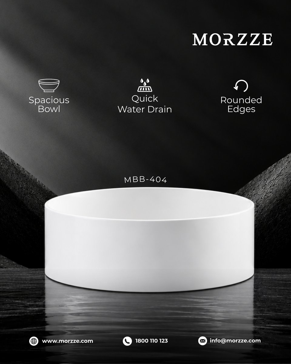 MorzzeIndia's tweet photo. Designed around the details that matter.

Morzze MBB-404 combines a spacious bowl, quick water drainage and smooth rounded edges for a refined everyday bathroom experience.

Explore modern bathroom design with Morzze.

#Morzze #MBB404 #BathroomDesign #WashBasin #ModernInteriors https://t.co/RPnSW7i5OO