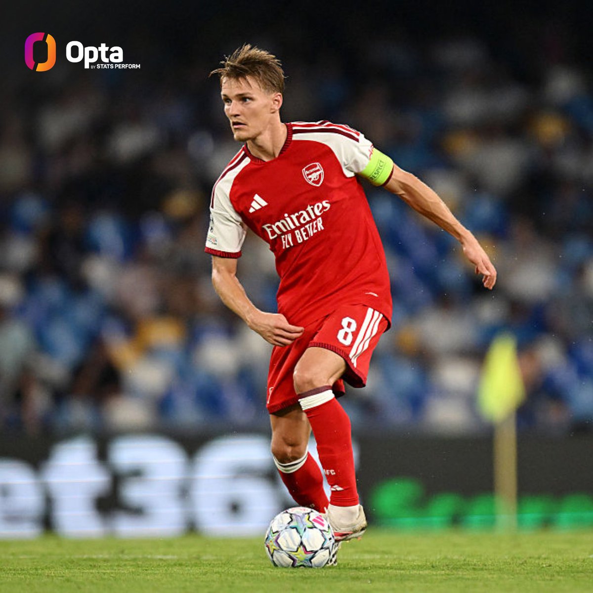 OptaJoe's tweet photo. 31 - On MD1 of this season's UEFA Champions League, @Arsenal's Martin Ødegaard made more line-breaking passes in the opposition half than any other player.

Masterclass. https://t.co/a0xcPzGQZZ