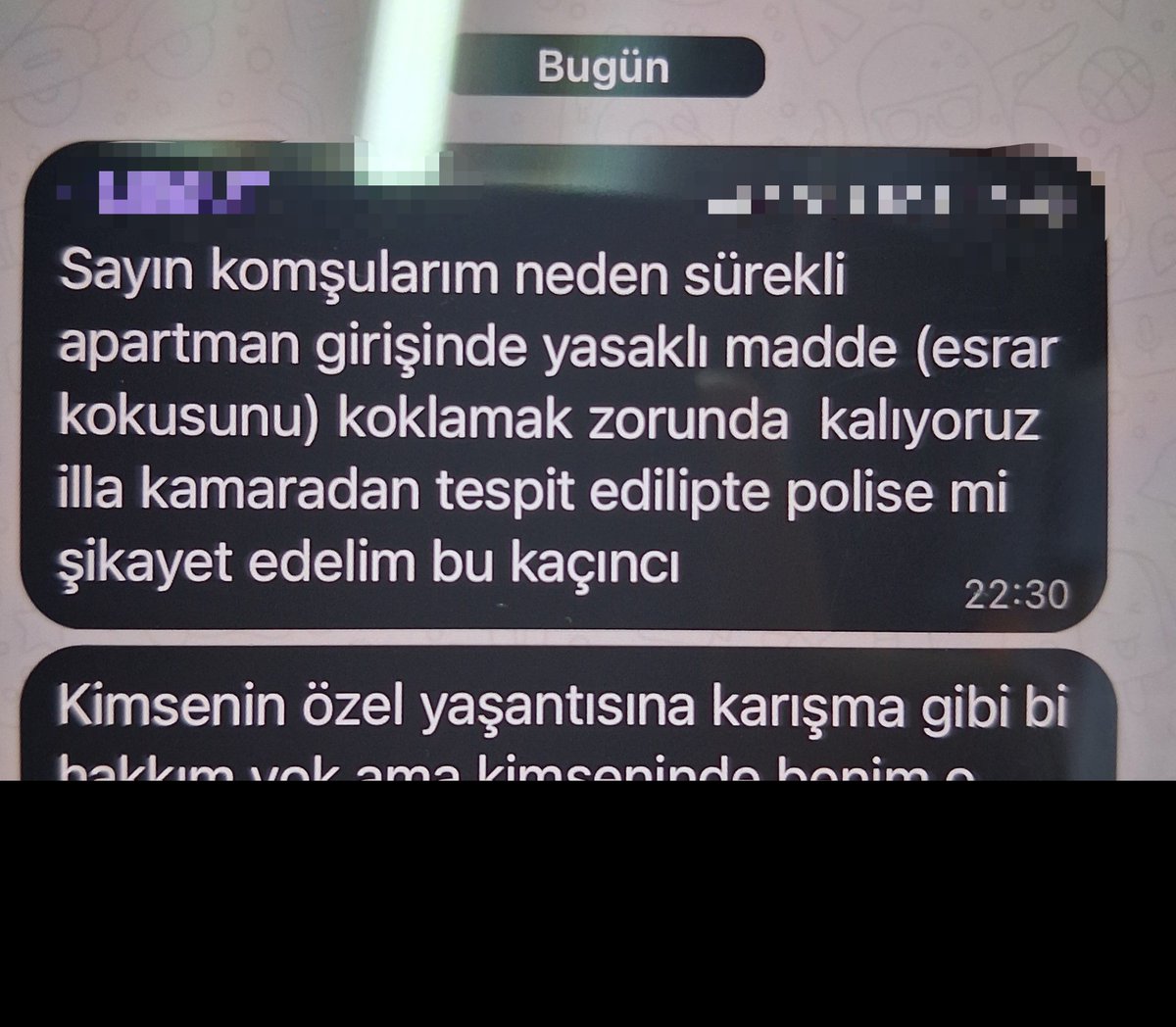 Berkagain000's tweet photo. dün akşam apartman grubuna grlen mesaj https://t.co/LGlXjC74tS