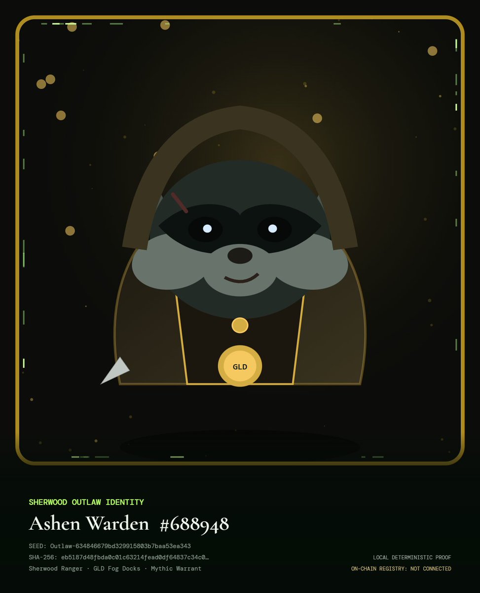 SFRGold's tweet photo. Your outlaw. Your identity. Your raccoon. 🦝🏹

Generate a unique Sherwood Outlaw and claim a raccoon that’s yours.

Create yours now: 🌐 https://t.co/eJOMm28hMQ

#SFR #Crypto #Memecoin #Web3 https://t.co/tTr3QuAjgp