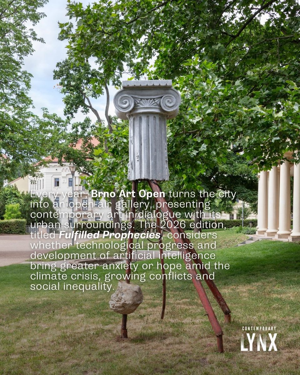 Lynx_art's tweet photo. Brno Art Open transforms the city into an open-air gallery, bringing contemporary art into dialogue with its changing landscape. This year’s edition, 'Fulfilled Prophecies', explores hopes and anxieties surrounding technology, AI, the climate crisis, inequality and the future. https://t.co/c20znssZzd