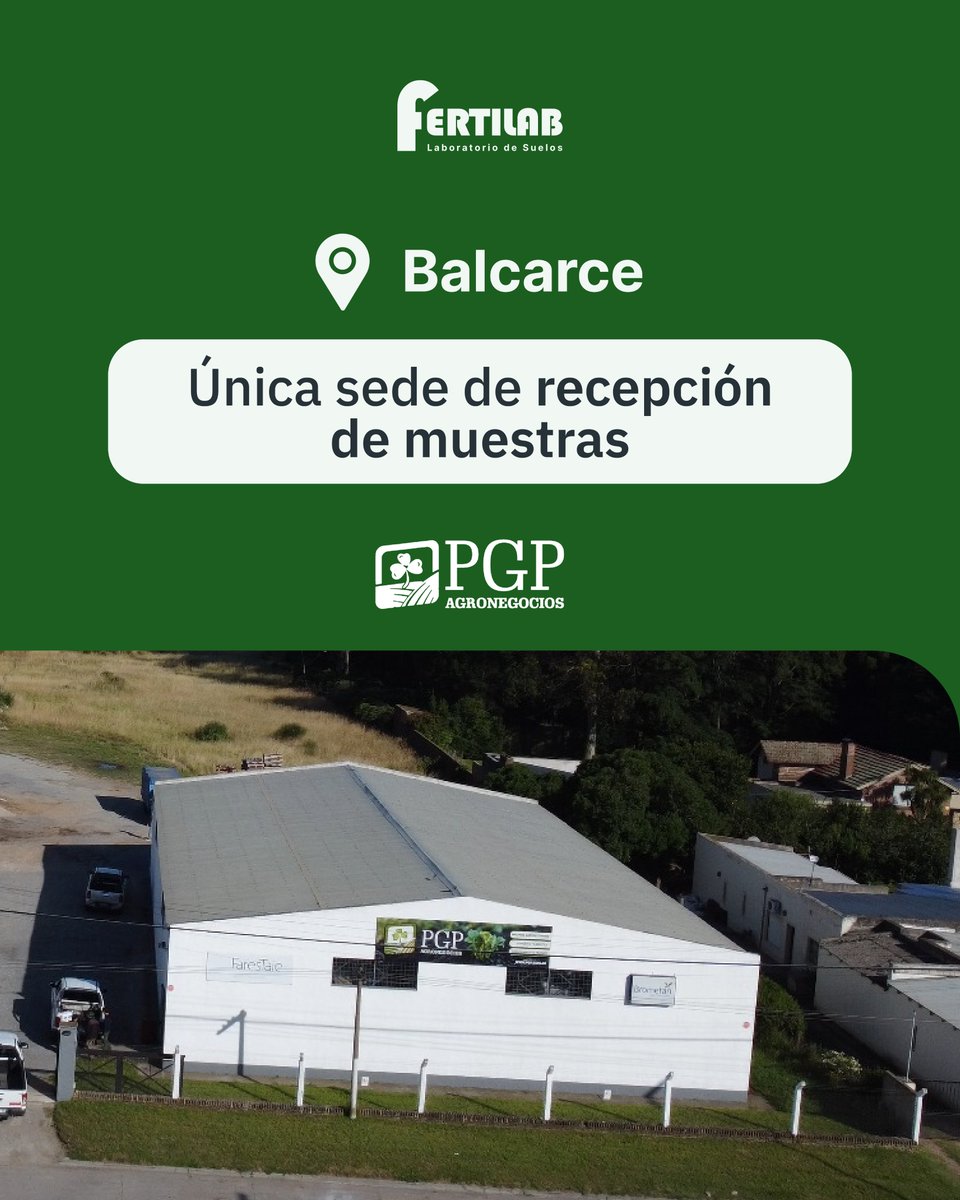 FertilabLab's tweet photo. En Balcarce, tus muestras de Fertilab se reciben en PGP Agronegocios. 🌱

PGP es la única sede de recepción de muestras de Fertilab en la ciudad.

📍 Av. Centenario 1498
📞 223 6337022

#AnalisisDeSuelo #MuestrasDeSuelo #FertilidadDeSuelos https://t.co/LtFHMgOsnz