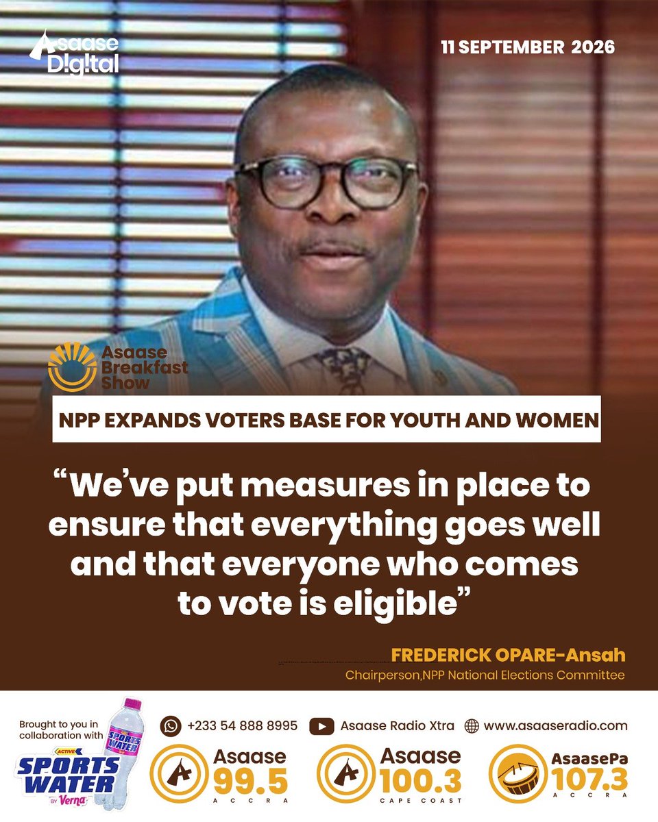 asaaseradio995's tweet photo. “We’ve put measures in place to ensure that everything goes well and that everyone who comes to vote is eligible.”

Frederick Opare-Ansah, chairperson, NPP National Elections Committee

#AsaaseBreakfastShow #Asaasenews #AsaaseRadio #AsaaseDigital https://t.co/2girdLEwVM