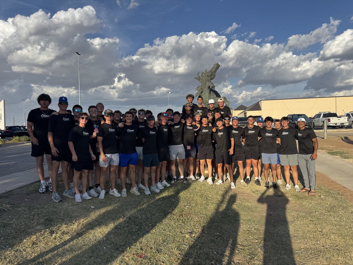 OdessaCBaseball's tweet photo. Odessa Baseball stacking days on and off the field. Remembering the lives lost in 9/11. #OCBB #WranglerWay #LSC #ERO #JoinOurBus https://t.co/vwHLLURJHT