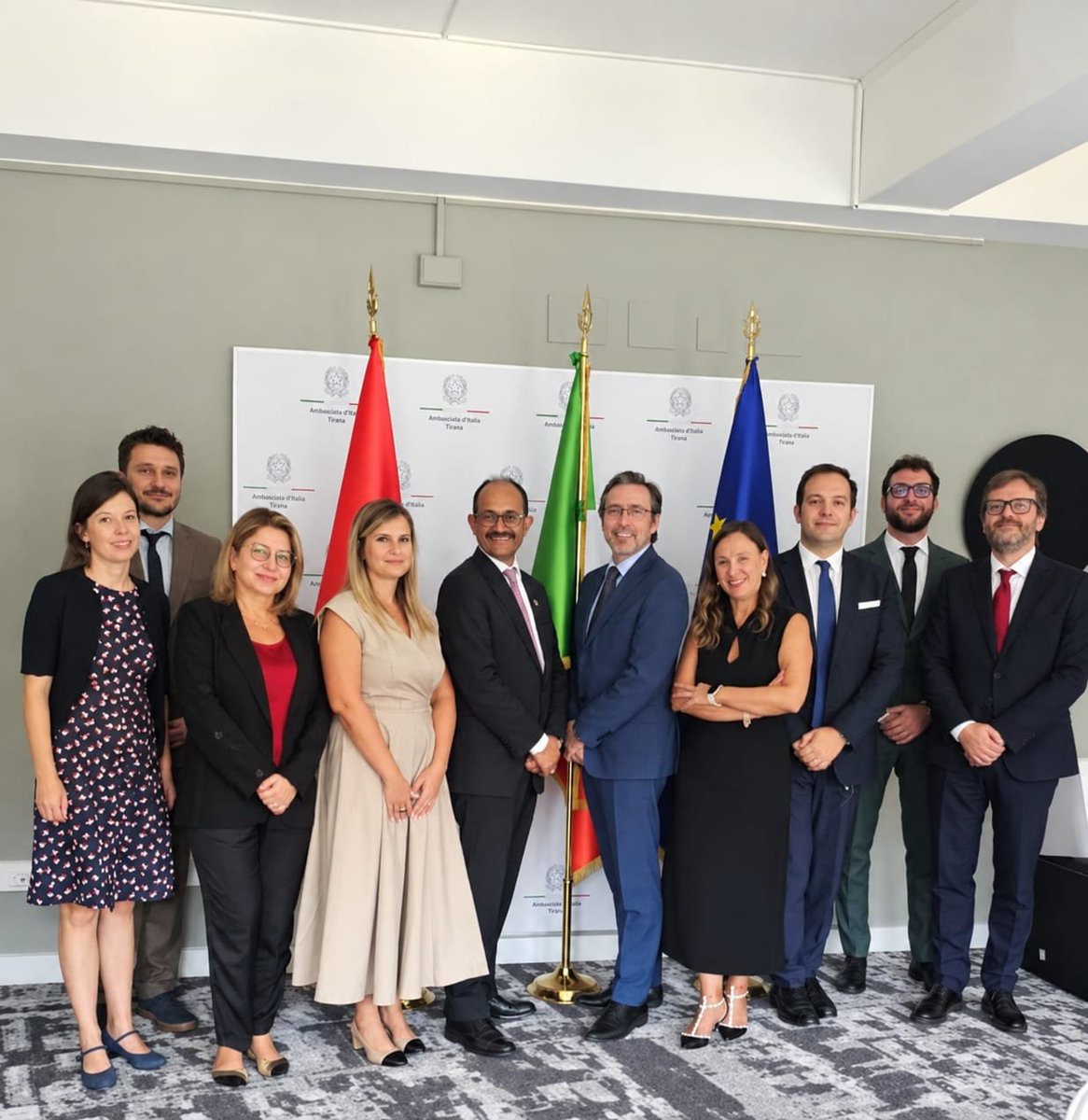 ItalyinALB's tweet photo. ALBANIA - RINNOVATA LA COLLABORAZIONE FRA ITALIA E UNDRR 
L'Ambasciatore Marco Alberti ha incontrato a Tirana Kamal Kishore, Rappresentante Speciale del Segretario Generale delle Nazioni Unite per la Riduzione del Rischio di Disastri. https://t.co/mc1XLdipo5