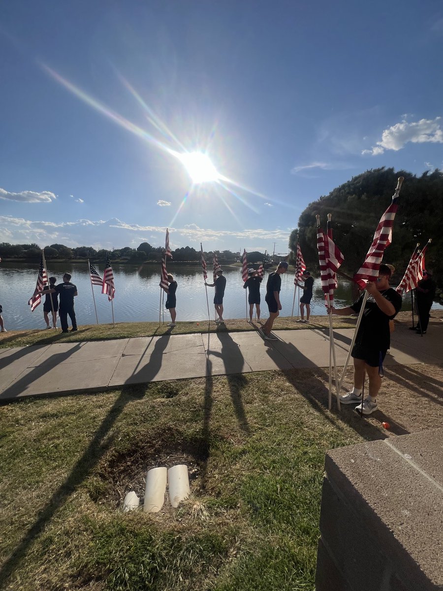 OdessaCBaseball's tweet photo. Odessa Baseball stacking days on and off the field. Remembering the lives lost in 9/11. #OCBB #WranglerWay #LSC #ERO #JoinOurBus https://t.co/vwHLLURJHT