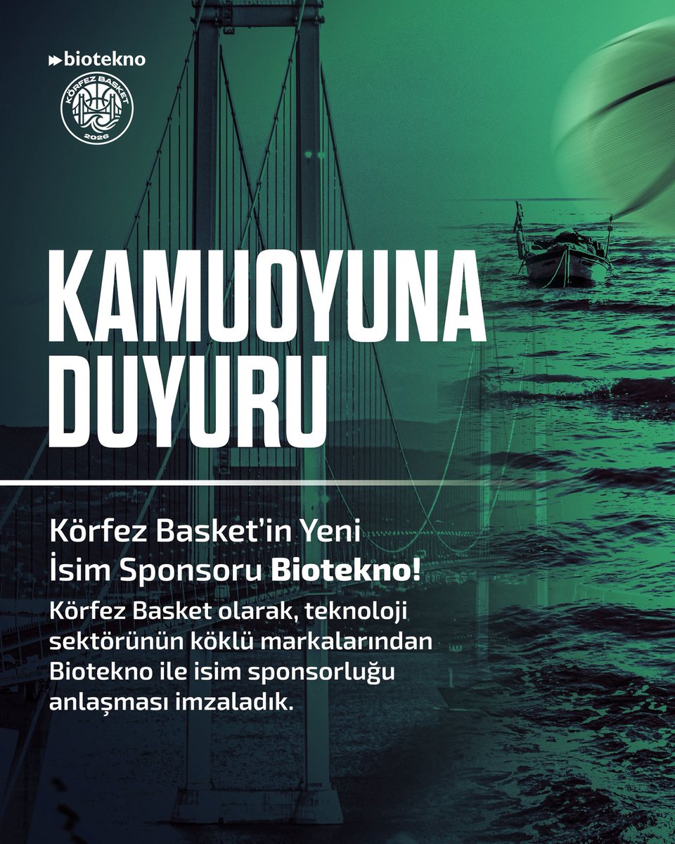 korfezbasket's tweet photo. Körfez Basket olarak yeni isim sponsorumuz Biotekno oldu!

Kulübümüzün sportif ve kurumsal hedeflerine güç katacak bu değerli iş birliği için Biotekno ailesine teşekkür ediyoruz. 

Yeni isim, aynı tutku. 
Kocaeli için hep birlikte! 💚🖤 https://t.co/QosKqtHWgO