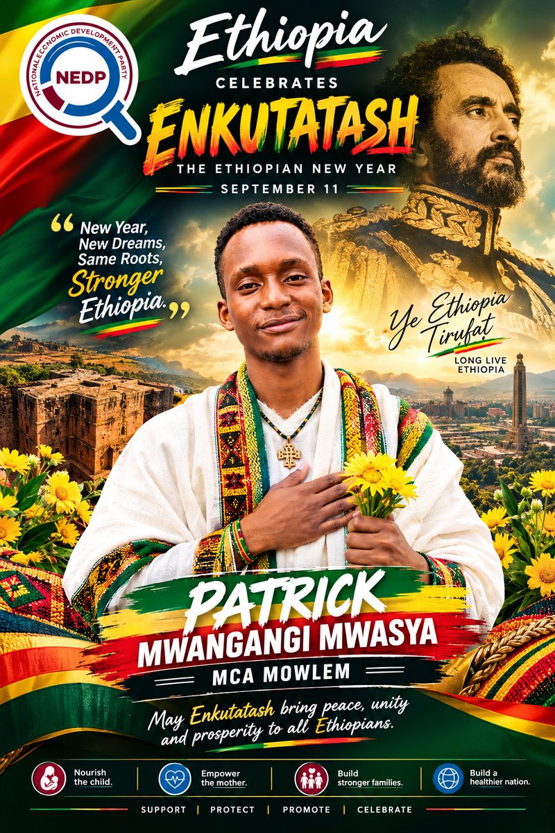 stoniaadrian's tweet photo. ๐ช๐น HAPPY ETHIOPIAN NEW YEAR! ๐ช๐น
Melkam Addis Amet! May Enkutatash bring peace, unity, and prosperity to all Ethiopians. ๐ผโจ
New Year. New Dreams. Same Roots. Stronger Ethiopia! ๐
Ye Ethiopia Tirufat! ๐ช๐น
#Enkutatash #EthiopianNewYear #NEDP #MowlemGenZ #PatrickMwangangi https://t.co/e07UtIacGS