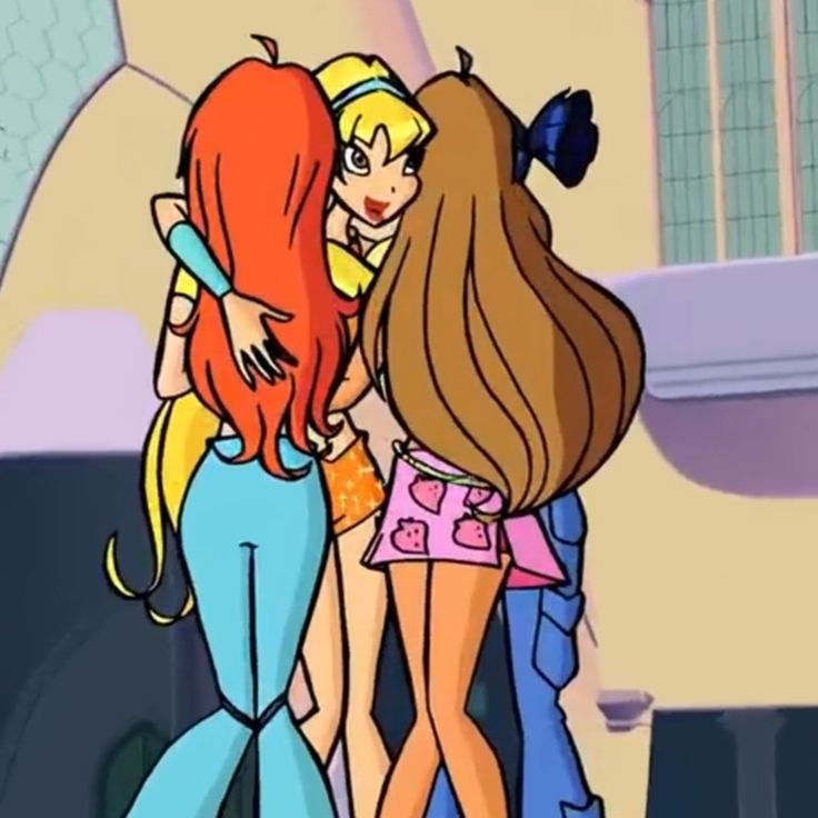 thebloomix's tweet photo. I love how affectionate the OG Winx were with each other, hugging and cuddling all the time. https://t.co/gh4MTkIAVp