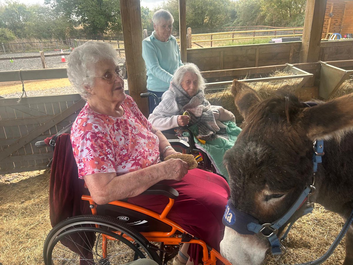 CHNursinghome's tweet photo. We recently spent an afternoon at Kelly's Donkeys in Beckington, sitting inside the pen with coffee and cake while the donkeys wandered over to say hello.
#Frome #Somerset #CareHome #Caring #Responsive #continuationoflife https://t.co/vCIvzeIBOL