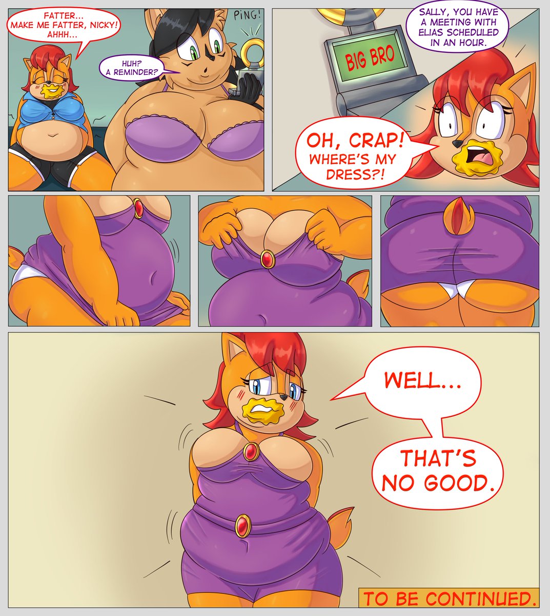 allola1101's tweet photo. Part 15 (final) of a comic commissioned by
@Mahiru_Friends !  
Should've thought ahead before you gave in to gluttony, dear butterball princess!  #sallicole #fatfur #bbw https://t.co/wgEYLJ6BVP