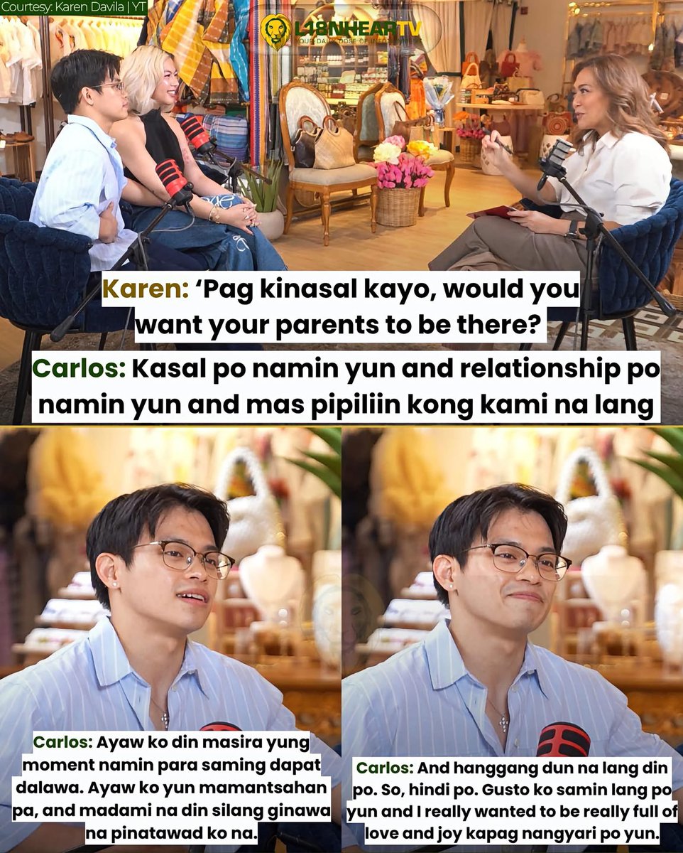 carliyeigh's tweet photo. Sobrang lalim ng hugot ni Carlos Yulo para makarating sa ganitong perspective sa isa sa pinakamalalaking moments ng buhay nya. Hindi lang ‘yan simpleng “ayaw ko sila doon.” It’s choosing to protect a day that should be full of love and joy instead of letting old wounds, tension, or possible gulo sit in the same room.

Alam n’yo ba, nung wedding namin hindi pumunta si Papa kasi nandon daw si Mama. Syempre nainis ako. Minsan lang ako ikakasal sa buong buhay ko. Feeling ko entitled ako na nandon silang dalawa. Pero habang tumatagal, narealize ko, kung magkakagulo lang sila doon, mas okay na nga sigurong hindi na lang sya pumunta. Hindi dahil galit pa ako. Dahil ayaw ko nang masira yung araw na para sa amin dapat.

Minsan ung pinakamatapang na desisyon sa pamilya ay hindi unf “sama-sama tayo kahit anong mangyari.” Minsan ung “samin na lang muna ‘to.” Forgiveness can exist without forcing presence. Peace can exist without forcing a picture-perfect family table.
Kasal n’yo ‘un. Relationship n’yo ‘un. Deserve n’yo ung moment na hindi mamantsahan.