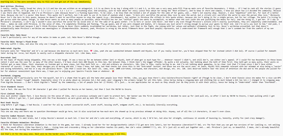 PhrolovaLover's tweet photo. This took me a surprising amount of effort and time, but I think this is my definitive... "About Me" WuWa grid.

Obviously there are a couple things that stayed the same, but there's also quite a few changes. Since I'd like to talk about it at length, I'll just attach images. https://t.co/lrij6rxFcL