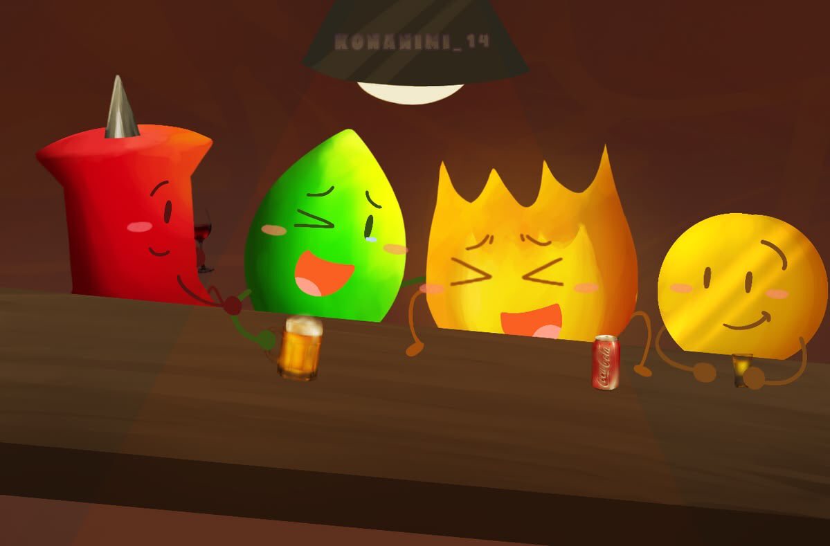 Konanimi_14's tweet photo. #polybranches go at a bar😳 woahh..woahhhhh..sneaky lil fuckers huh..#bfdi #leafy #pin #firey #coiny https://t.co/q6qQzuN2I3