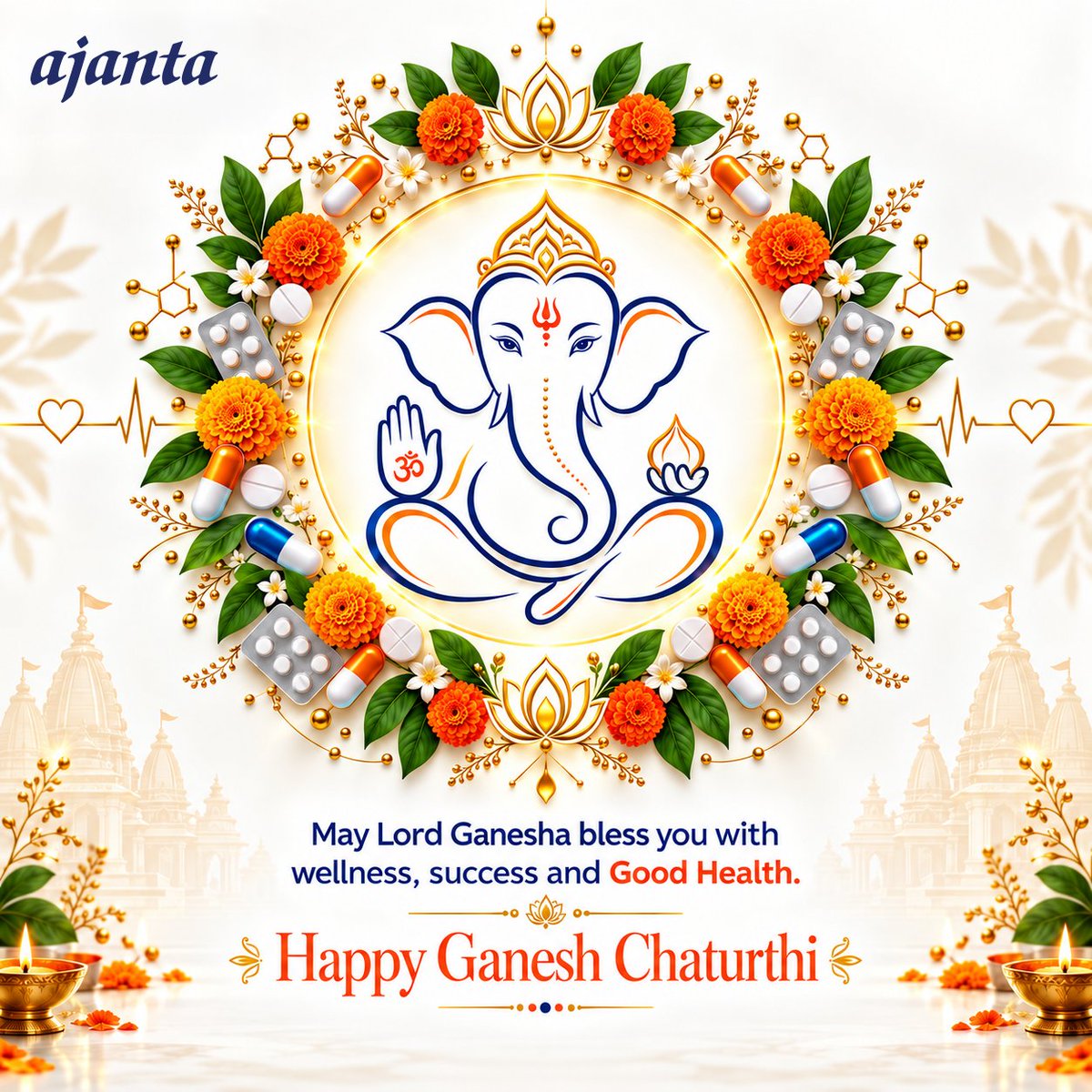 AjantaPharmaLtd's tweet photo. With Lord Ganesha’s arrival comes a renewed sense of hope, positivity and fresh beginnings. It is a time to celebrate with gratitude and look ahead with confidence.

At Ajanta Pharma, this spirit inspires us to continue working towards healthier tomorrows through quality medicines that reach people across the world.

This Ganesh Chaturthi, may every prayer bring strength, and every family be blessed with happiness and Good Health.
