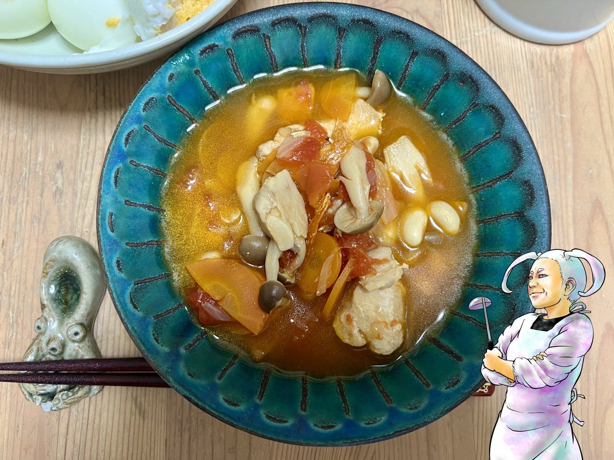 qariwo's tweet photo. メンちゃん、トマトスープだよ

寸胴でいっぱい作るから少なくとも３日はこれだよだよ

#Twitter家庭料理部
#日本自炊協会 
#お腹ぺコリン部 
#おうちごはん 
#料理好きな人と繋がりたい
#料理記録 https://t.co/HSUw4djaxS