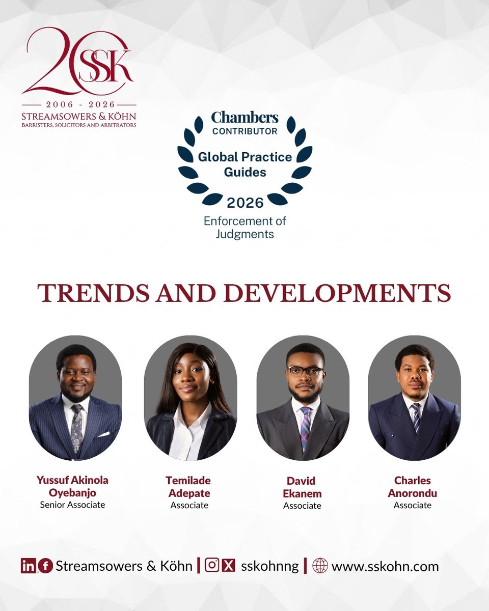 SSKohnNG's tweet photo. Our Partners Adeyinka Aderemi, SAN, Chinasa Unaegbunam, SAN, Omono Blessing Omaghomi, Senior Associates Ibukun Enigbokan, Yussuf Oyebanjo, and Associates Temilade Adepate, David Ekanem and Charles Anorondu contributed to the Chambers Global Practice Guides
https://t.co/XuB3HDgUxH https://t.co/zsicLDg41m