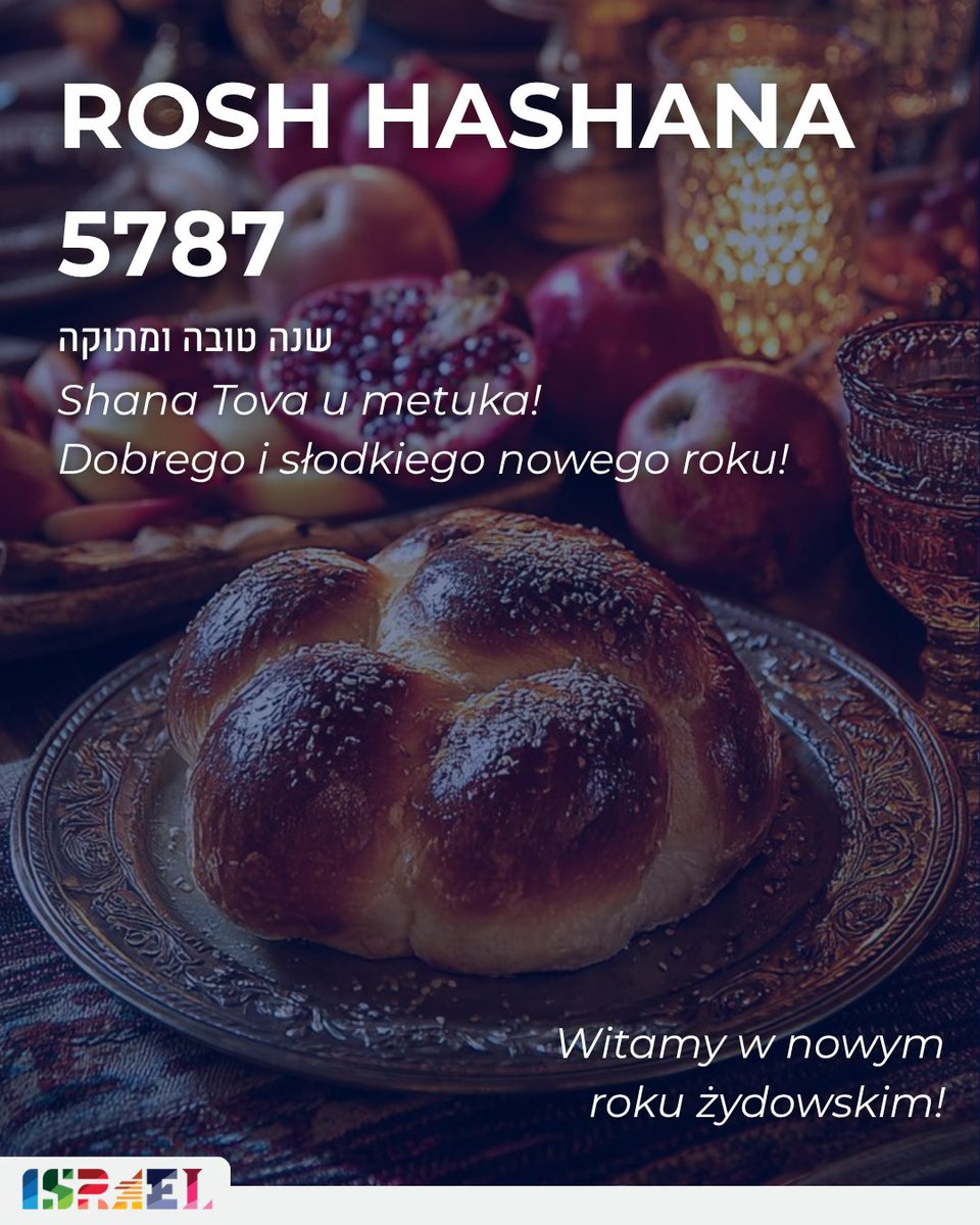 IsraelinGdansk's tweet photo. Z okazji Rosz ha-Szana 5787 składamy najserdeczniejsze życzenia całej społeczności żydowskiej oraz wszystkim przyjaciołom Izraela na północy Polski. 🍎🍯

Niech nadchodzący rok przyniesie zdrowie, pokój, pomyślność i wiele słodkich chwil.

Dobrego i słodkiego Nowego Roku! 🇮🇱🇵🇱 https://t.co/5XjIidmQtR
