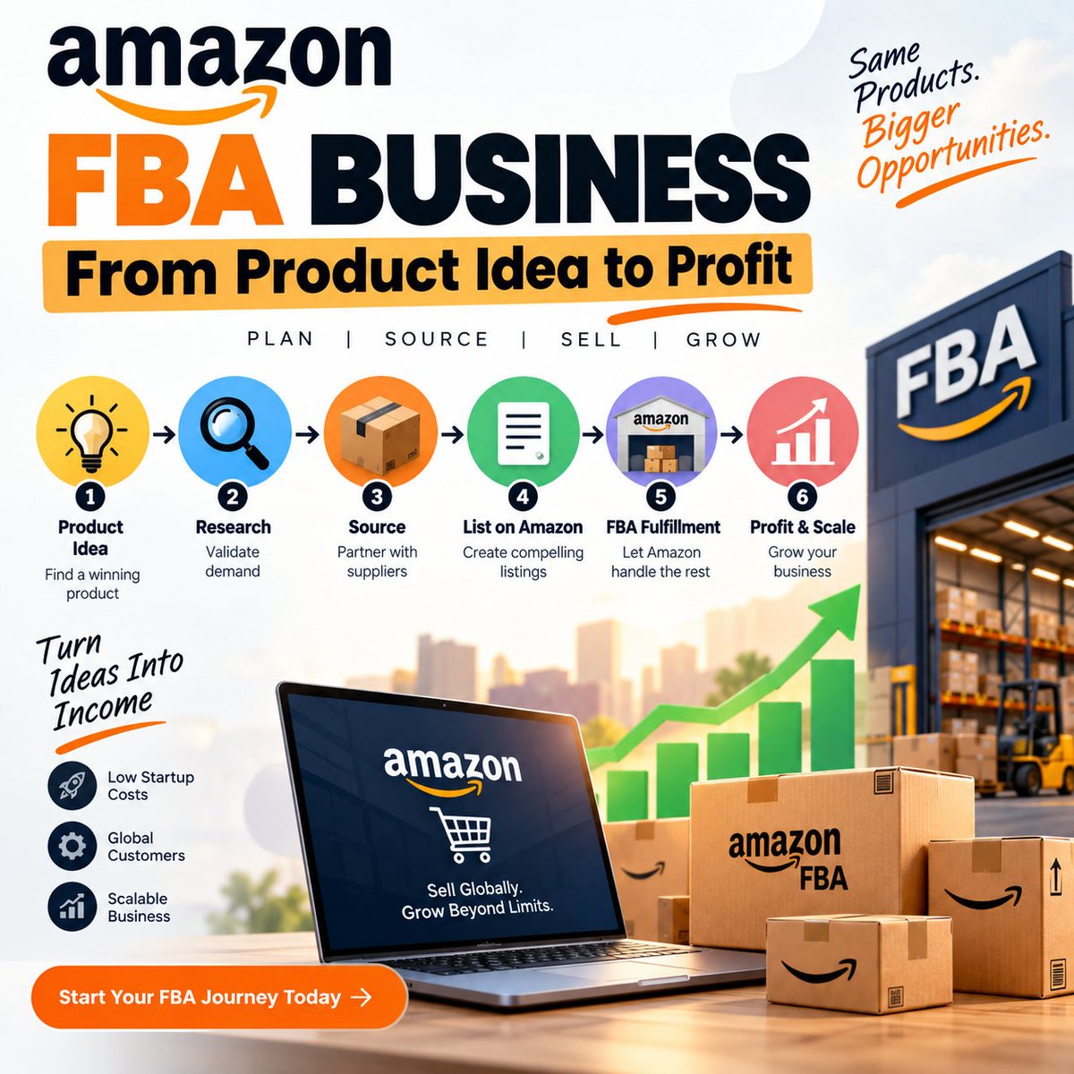 abuvtheparus's tweet photo. Got a product idea? Turn it into an Amazon FBA business!

From product research → sourcing → listing → FBA fulfillment → profit &amp; scaling, every step matters.

Ready to turn your idea into income? 🚀📦

#AmazonFBA #AmazonSeller #eCommerce #FBA #OnlineBusiness https://t.co/QMs2sksF3H