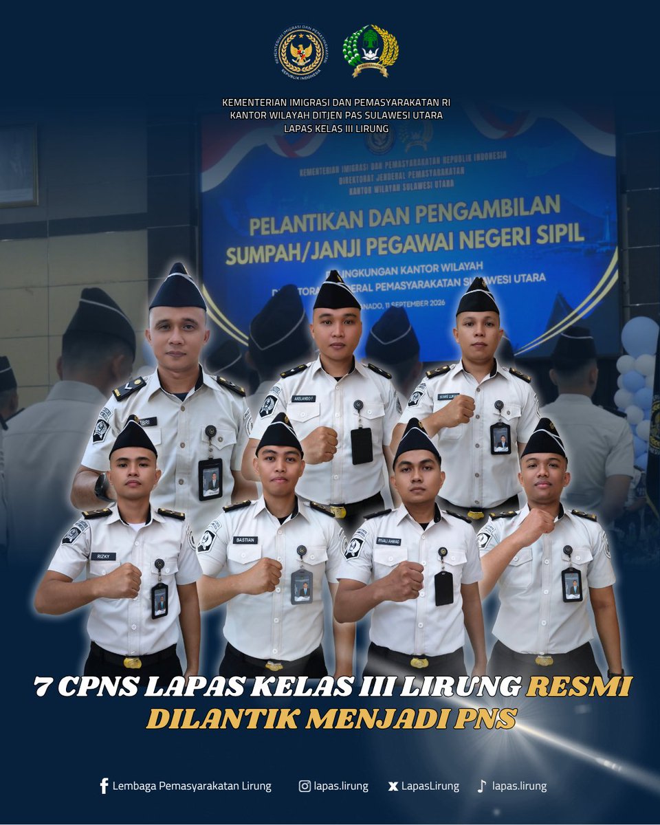 LapasLirung's tweet photo. 7 CPNS Lapas Kelas III Lirung Resmi Dilantik Menjadi PNS

Berita Selengkapnya klik link dibawah ini
⬇️⬇️⬇️

https://t.co/i43dOdVBxX

#kemenimipasri
#ditjenpas
#kanwilditjenpassulut
#LapasLirung https://t.co/w0NqVPqmIV