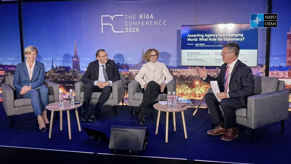 NATOinUkraine's tweet photo. 🇺🇦 ❝We will not be intimidated and we will continue our support to Ukraine,❞ NATO @DepSecGenNATO Radmila Shekerinska stressed at the Riga Conference in Latvia on 10 September (1/5) ⤵️ https://t.co/grhwsqFEPI