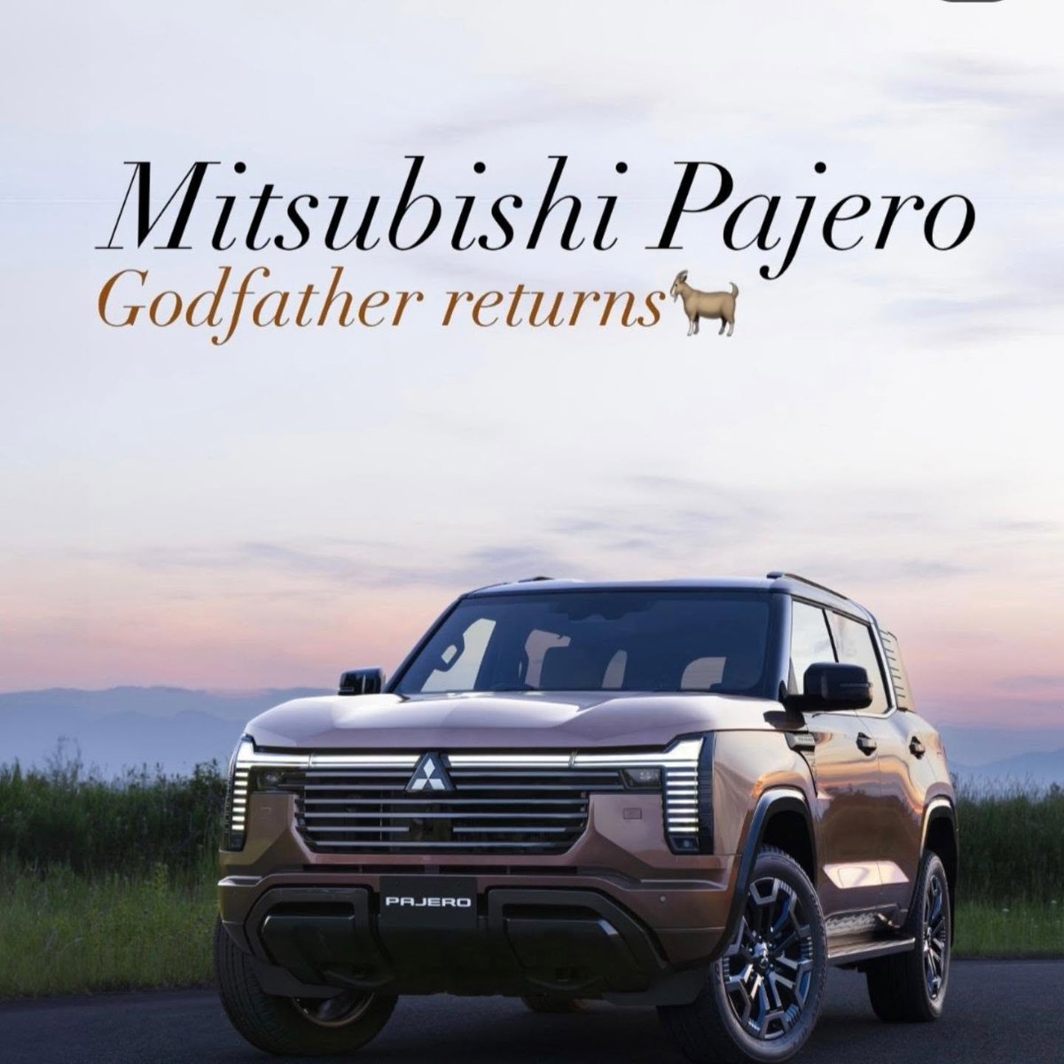 LoanNazarecb's tweet photo. Mitsubishi Pajero made its global debut in Tokyo on September 2, 2026. The fifth-generation model returns after its 2021 discontinuation, with a 2. 4L turbo-diesel producing around 201 hp and 480 Nm. https://t.co/bmz7sfq7r4