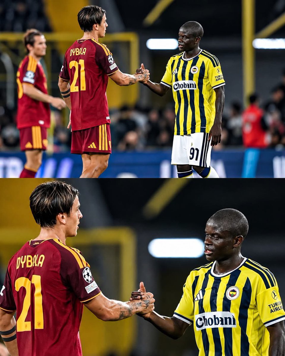 fbworld23's tweet photo. DON’T LET THIS MOMENT GO UNNOTICED! ❤️

There was a time when N’Golo Kanté and Paulo Dybala came face to face on a Champions League pitch.

After the final whistle, they made sure to find each other, shake hands and wish each other well.

Kanté and Dybala are two of those players who earned everyone’s respect WITHOUT EVER NEEDING DRAMA OR CONTR0VERSY.

Always humble. Always professional. They simply let their football do the talking.

TWO WORLD CHAMPIONS.
TWO GENTLEMEN.

One simple image that captures EVERYTHING BEAUTIFUL ABOUT FOOTBALL. ❤️⚽