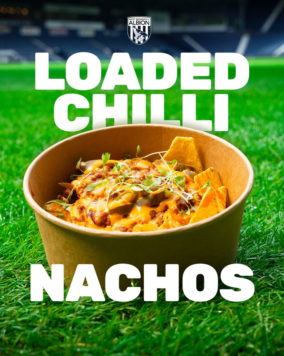 WBA's tweet photo. As part of our commitment to enhance the supporter experience in B71, our catering team has developed a series of upgraded food offerings. 🍽️

In our upcoming home fixtures, fans can try our new Loaded Chilli Nachos and Panjabi Grill! 🥘

More info 👉 https://t.co/MEiA02WzTK https://t.co/gCLT0W4qRm