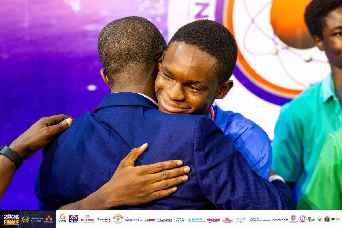 Thevokofficial's tweet photo. A heartwarming moment between Jason and his Dad, following his NSMQ victory for PRESEC Legon 🎉🏆

Stay tuned✅ | #VOKLive #NSMQ2026 https://t.co/s3OxJ4FipR