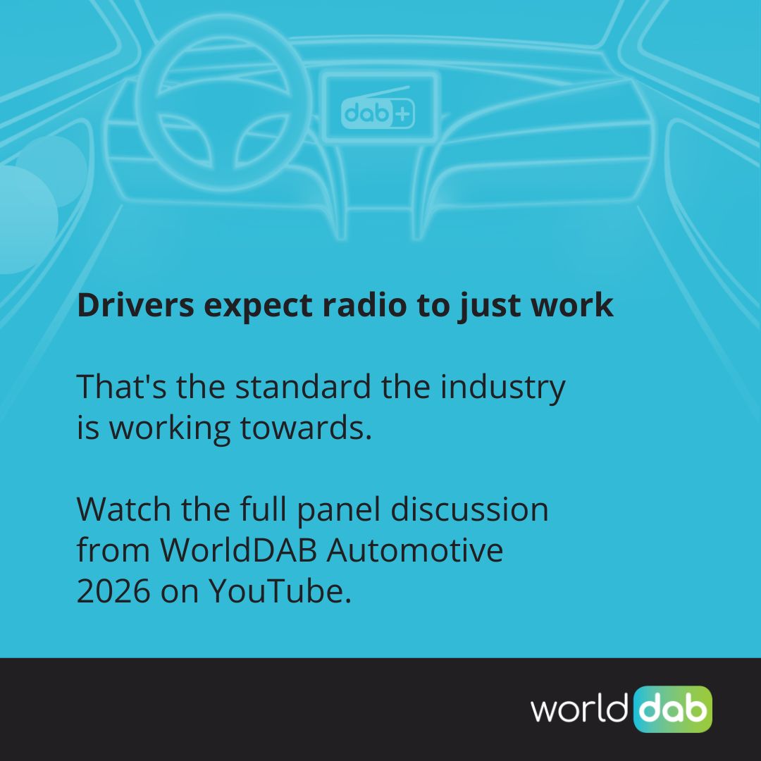 WorldDAB's tweet photo. Great radio deserves a great in-car experience.  

Gregor Pötzsch, Senior Product Owner Radio at CARIAD, Charles-Emmanuel Bon, SG of @radiofrance, and Tobias Nielsen, SVP Digital at Bauer Media Group Audio, shares what that takes.  

Hear the full discussion on YouTube. https://t.co/XEh3rWUFzH