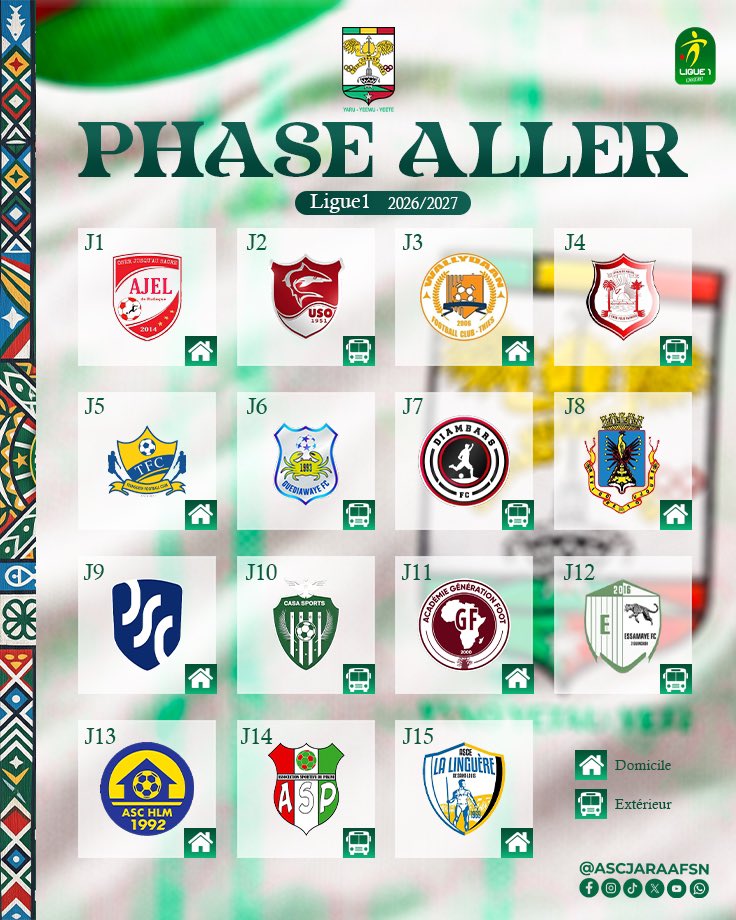 ASCJaraaf_Sn's tweet photo. Le calendrier 26/27 est là ! 📆
#AscJaraaf #YaruYeewuYeete https://t.co/2uZnCEMzLo