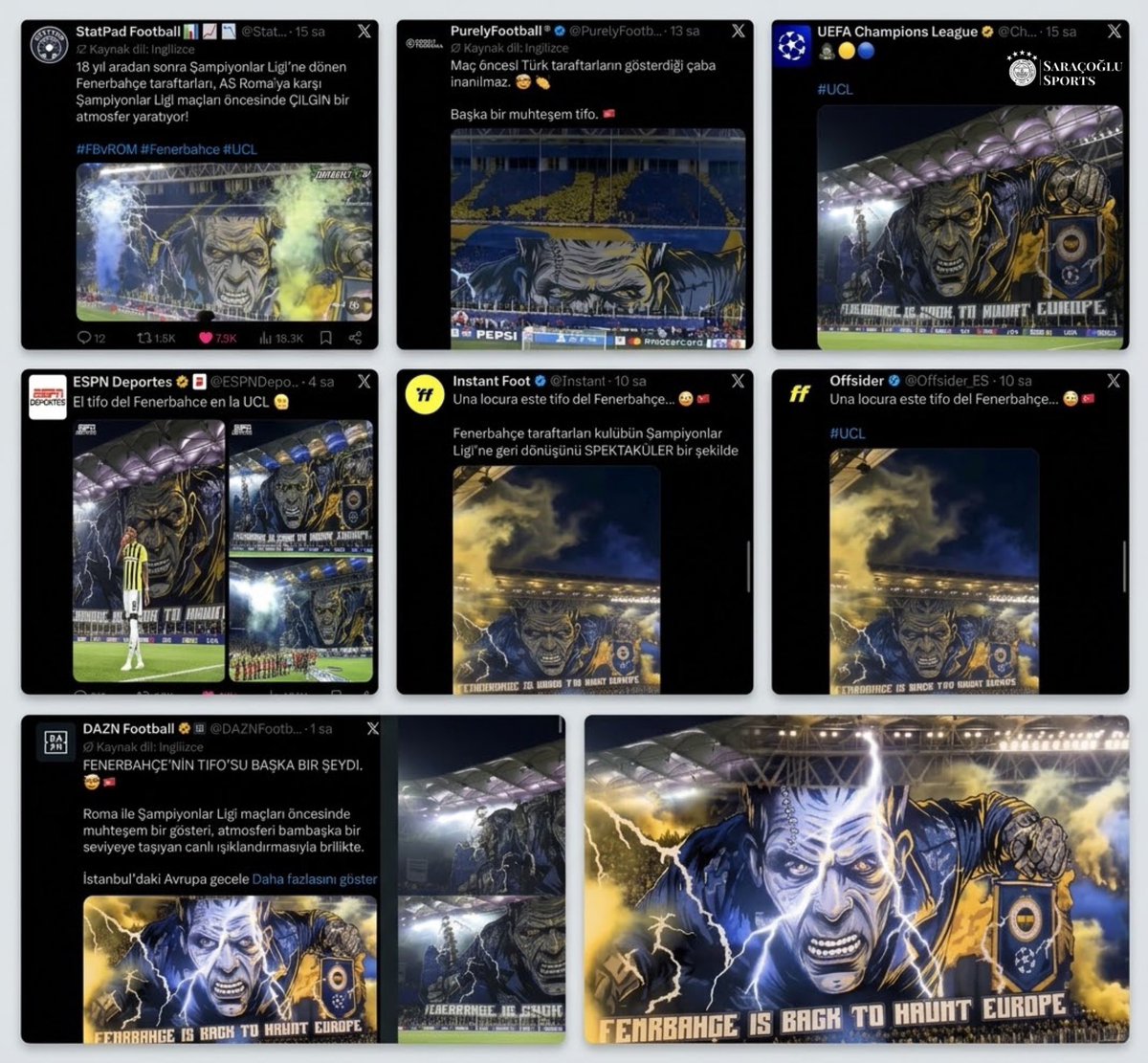 SaracogluSports's tweet photo. Bütün dünya bizi konuşuyor.

Fenerbahçe taraftarı gururla sunar!🧿 https://t.co/qccFJjgdBW
