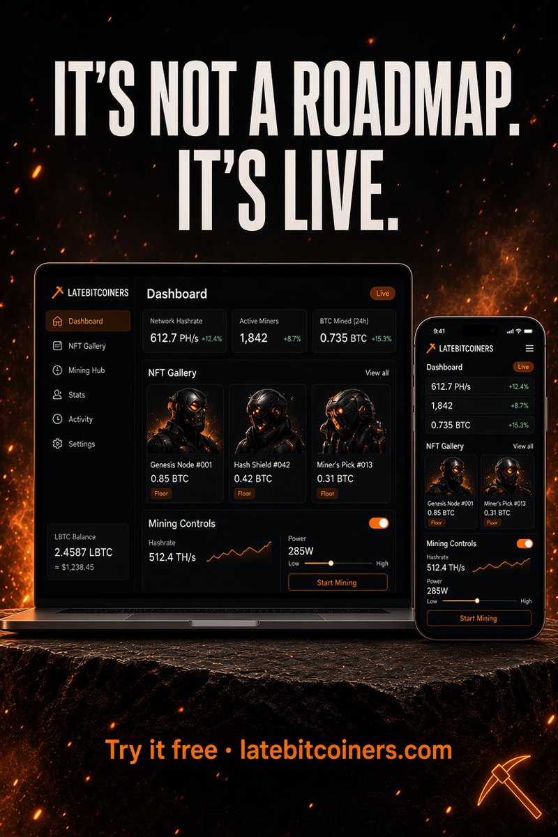 latebitcoiners's tweet photo. Most crypto projects show you a roadmap.

We show you a working chain.

⛏️ Mining live
💸 Transfers live
🏦 Staking live
🎨 NFTs live
🗳️ Governance live
💱 Exchange live

No whitelist. No token sale. No waiting.

Test it right now for free:

https://t.co/PU5sqqETC7 https://t.co/kejiw6AEVn