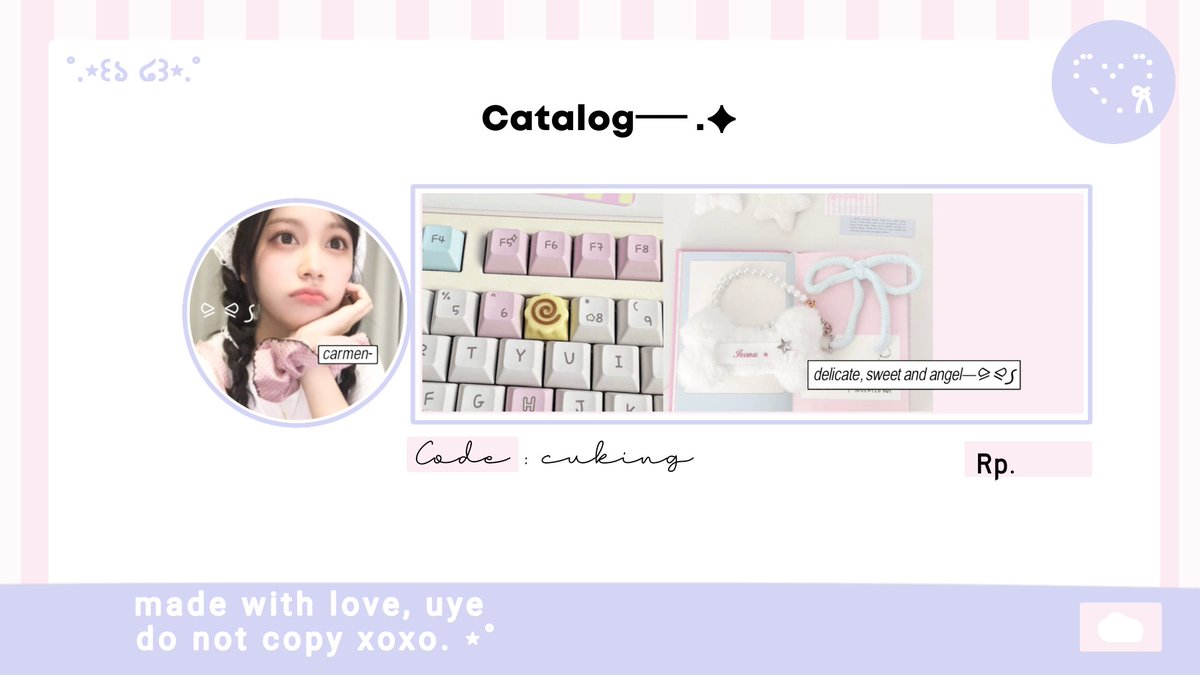 cfaoznt's tweet photo. help rt ya teman-timun! >_< 

Halo semua, kenalan yuk sama 4 katalog layout baru aku yang akan aku jual sebagai ready stock nantinya 🪷 -
apabila ada kesamaan dengan teman yang lain feel free to dm aku ya—! ⪩ ⪨ ꠹ 

#zonauang #bealanja https://t.co/FJ3jUlV5Zp
