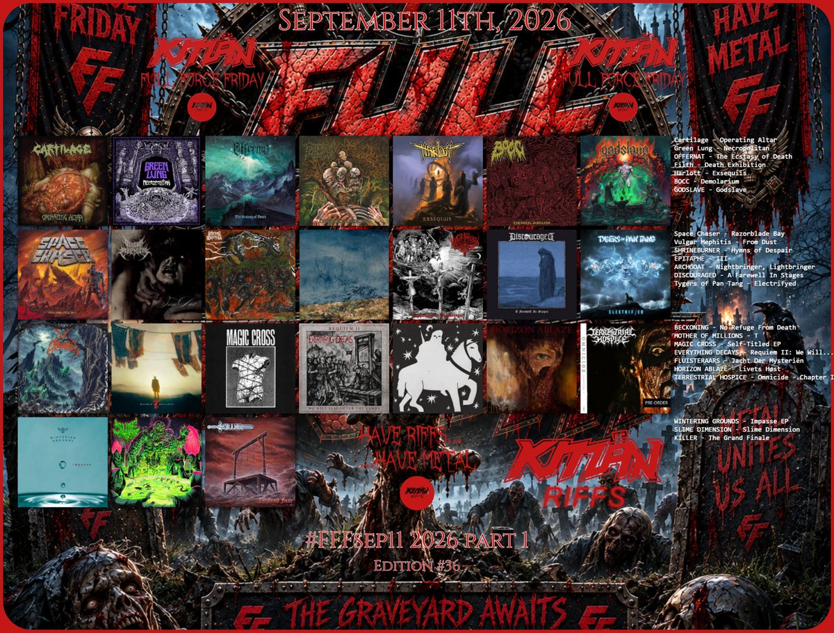 KMANRIFFSMetal's tweet photo. FULL FORCE FRIDAY:⚔️September 11th 2026⚛️⚔️
“Rewrites every story, every poem that ever was, Eliminates incompetence and those who break the laws"⚛️
📢48 for the Walls of Deth!➡️You say you’ve got the answers...Have Riffs, Have Metal!⚛️
#FFFSep11 Comment and Repost!🤘👹🤘#KMäN https://t.co/TRwpDyys1m