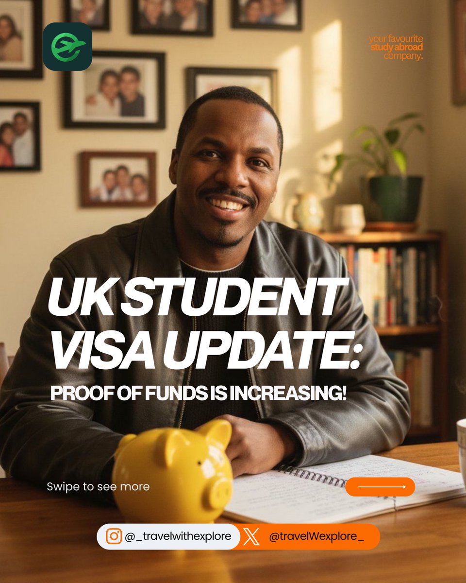 TravelWExplore_'s tweet photo. 🚨 UK STUDENT VISA UPDATE: PROOF OF FUNDS IS INCREASING!
📲 Planning to study in the UK? Start your application early.
🌐 Book your consultation:
https://t.co/EAkoLCjgSs
#StudyInUK #UKStudentVisa #StudyAbroad #UKVisa #InternationalStudents https://t.co/2p5Q1h8ia0