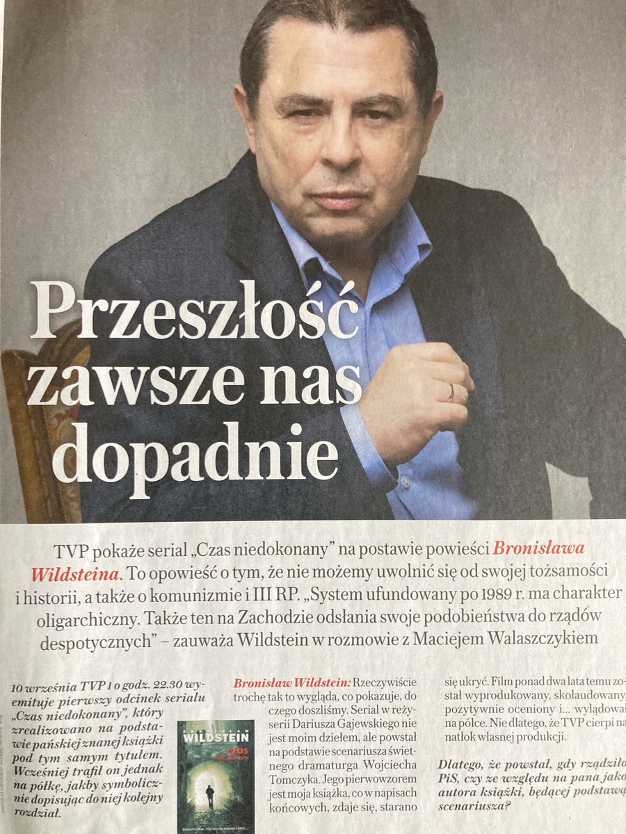 Walaszczyk's tweet photo. W tym tygodniu w Sieciach rozmowa z Bronisławem Wildsteinem o serialu nakręconym na podstawie jego głośnej książki ,,Czas niedokonany”. O tożsamości która pozwala nam przejść przez ruchome piachy ,,płynnej rzeczywistości”. Sojuszu postkomunizmu i globalnego liberalizmu. #Sieci https://t.co/1OJRy881pc