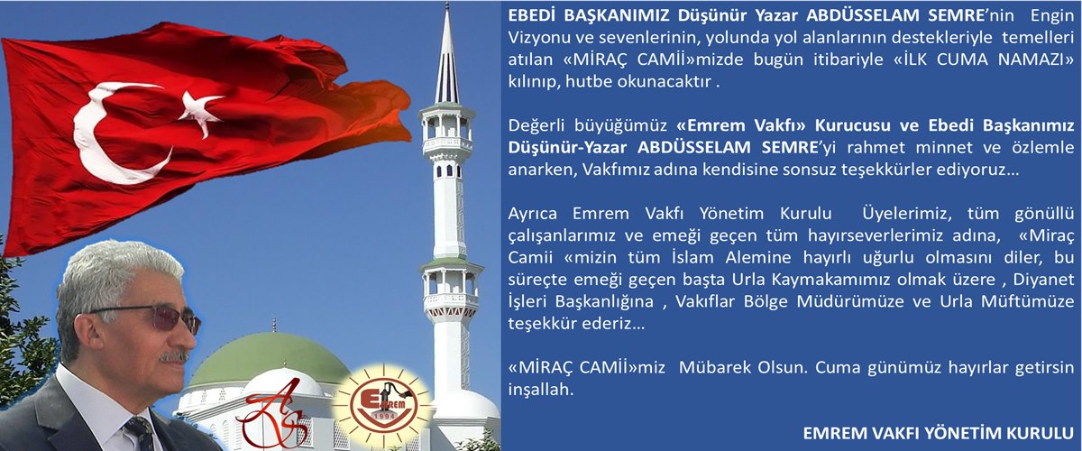 EmremVakfi's tweet photo. "MİRAÇ CAMİİ"NDEN İLK CUMA NAMAZIMIZ... https://t.co/OPwdOtiNgd