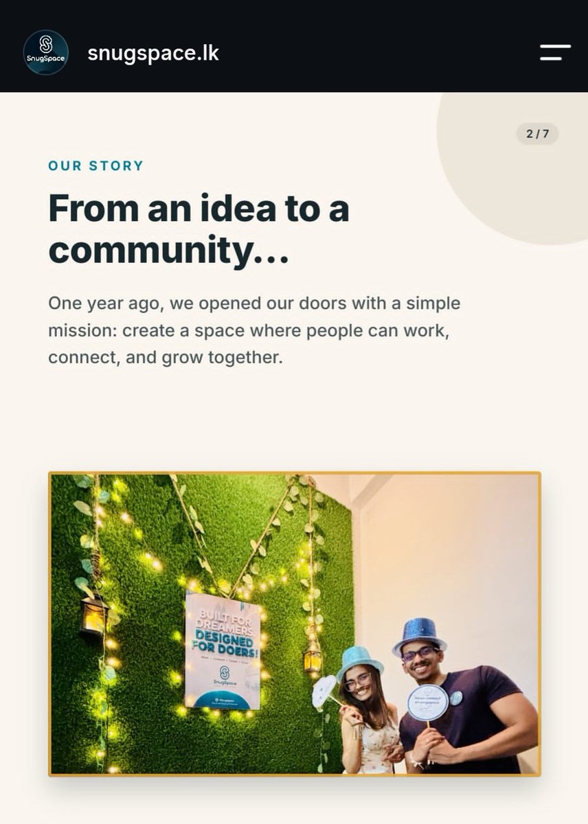 LeonardBandara's tweet photo. One year of SnugSpace. What started as an idea has reached its first year. Here's to year two, building a space where people can work, connect, and feel at home.#SnugSpace, #OneYear, #Coworking, #Entrepreneurship. #SriLanka https://t.co/xDWjSgW02x