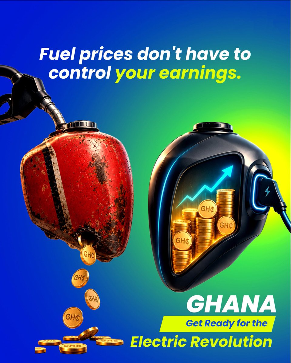 SpiroGhana_EV's tweet photo. Fuel prices shouldn’t decide how much you take home.
The electric revolution is here, Ghana.
#SomethingElectricIsComing #ComingSoon #GhanaMoves #SwitchSwapSave https://t.co/eq8dPjeNrt