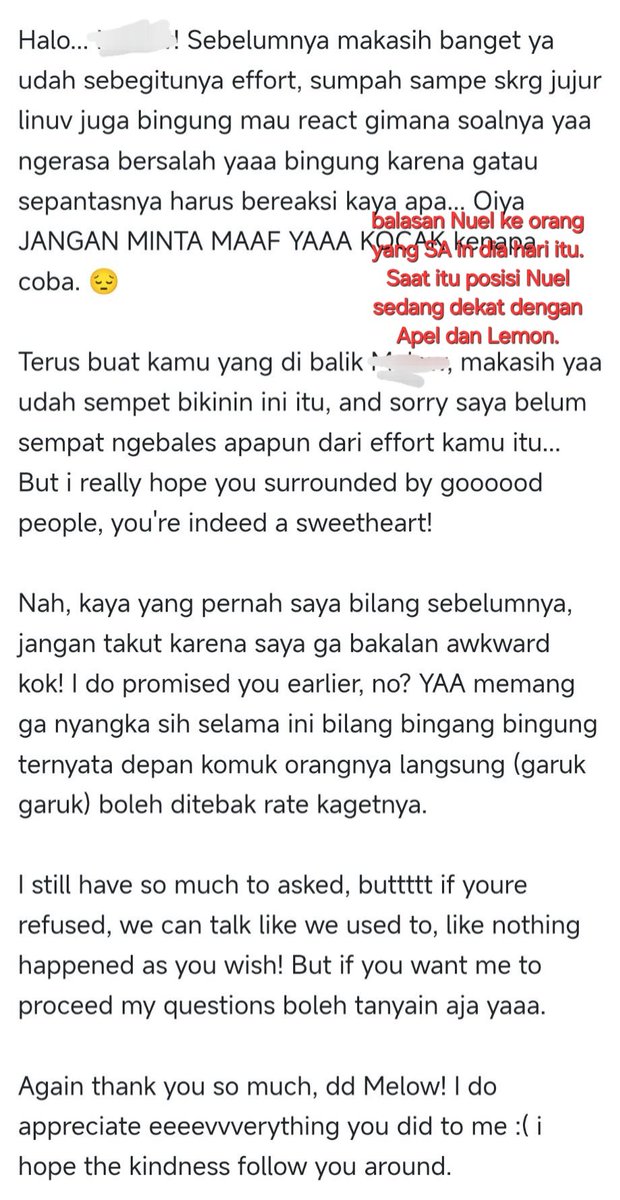 zclerys's tweet photo. @cosmicrime @Taesannm @Leeknou @Leekvnw Pengakuan dari korban lain yang juga pernah dekat dengan Nuel. Nah kan, bisa-bisanya loh dia ladenin SA ga tegas gini, padahal saat itu posisinya lagi deket sama orang lain. https://t.co/Nrp7NI7CPA
