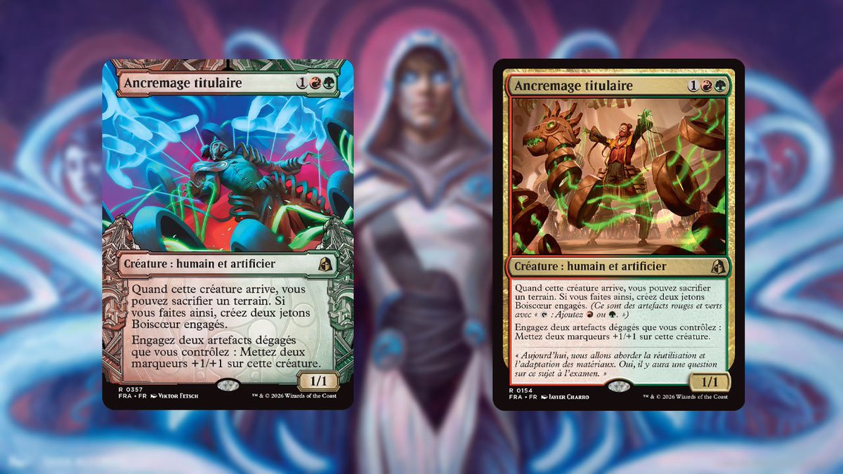 GAMEWAVE's tweet photo. 🃏 On vous dévoile en exclusivité une nouvelle carte de l'extension Réalité Fracturée de @wizards_magic !

Merci à Wizards Of The Coast de nous donner l'opportunité de vous dévoiler la carte rare « Ancremage titulaire », comportant deux couleurs/manas : rouge/montagne et vert/forêt. En raison de ses couleurs et sa capacité, Ancremage titulaire semble affilié à la créature légendaire ancêtre et sphinx « Aerid Konstrari », qui est une version repensée d'un des dragons fondateurs des écoles de Strixhaven.
On vous met encore plus d'infos sous ce post ⬇️