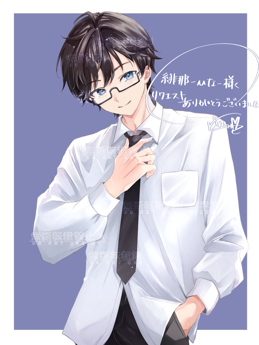 momolatten's tweet photo. リクエストありがとうございました！
眼鏡男子…！！

 #skeb
 #Commission https://t.co/fsFYpGk558