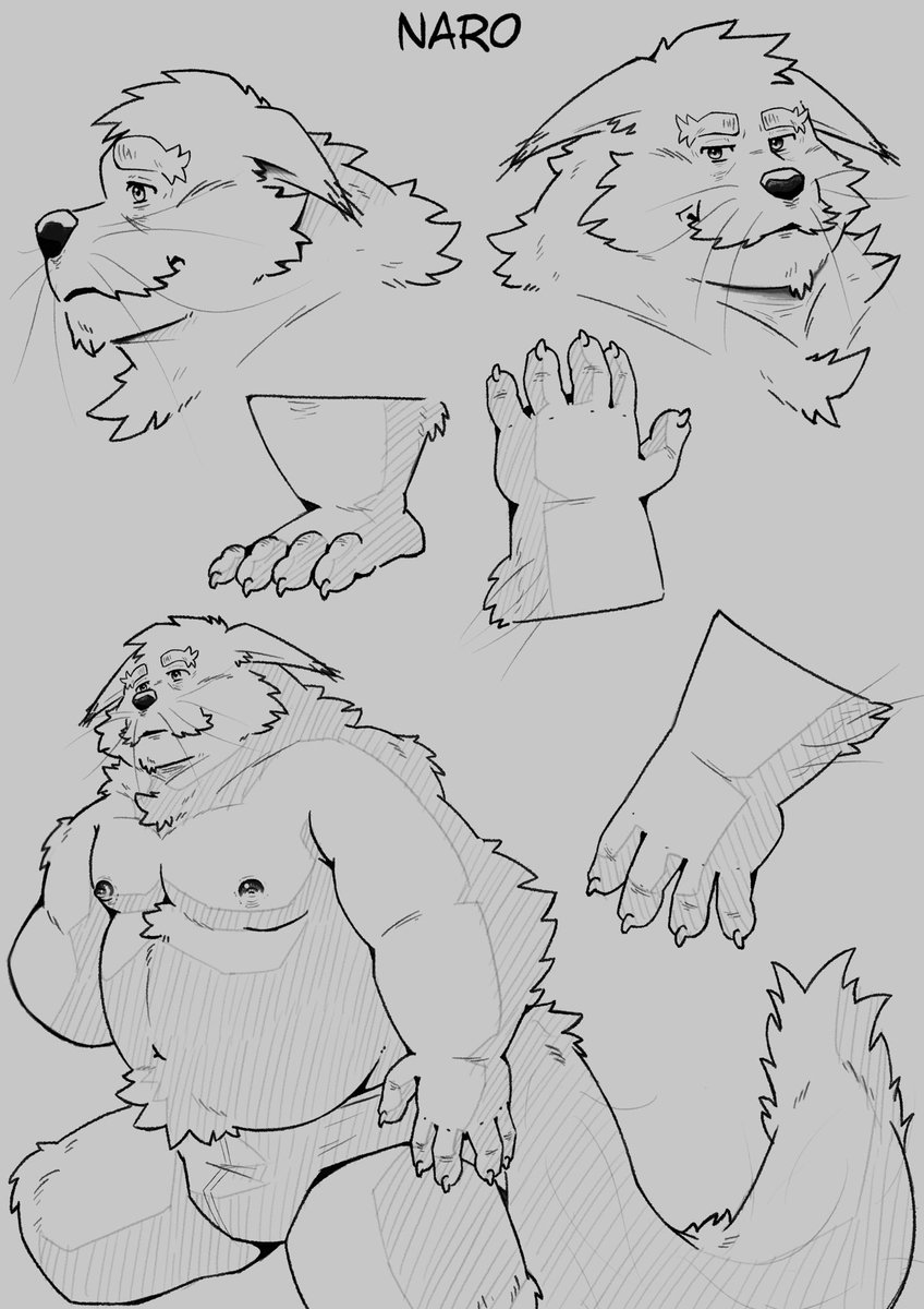 HenriqueCS_0901's tweet photo. Naro.
After studying Fuku by @Garouzuki, I wanted to see how some of those ideas would work with one of my own characters.
He feels quite different from my older Naro, but I’m glad I could keep his personality and silhouette.
•—🐻—•
#FurryArt #DigitalArt #Naro https://t.co/o3F5dUt1Ib