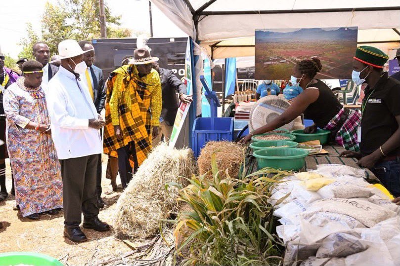 Agromax_ug's tweet photo. A memorable moment at the Karamoja Cultural Event in Moroto!👏🏾

Members of the 'Omora Akiyiar' Community-Based Association had the privilege to demonstrate practical hay &amp; silage making technologies to His Excellency @KagutaMuseveni &amp; Her Excellency @jessica_alupo.

#Agriculture https://t.co/6blL0RNKjx